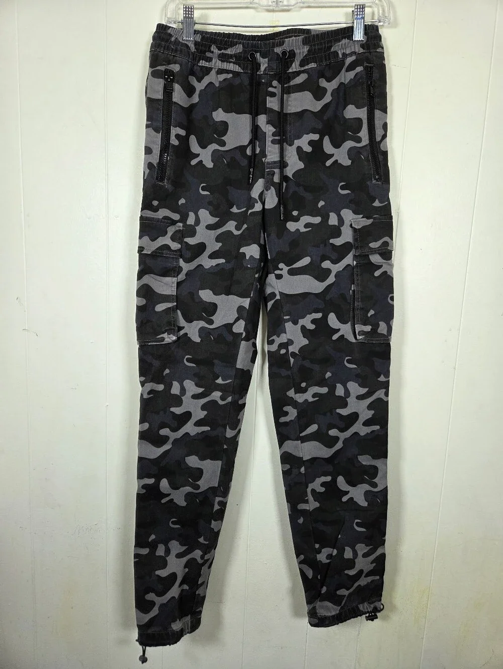 Dogg Supply Mens Stealth Camo Drawstring Cotton Blend Cargo Joggers Size XS